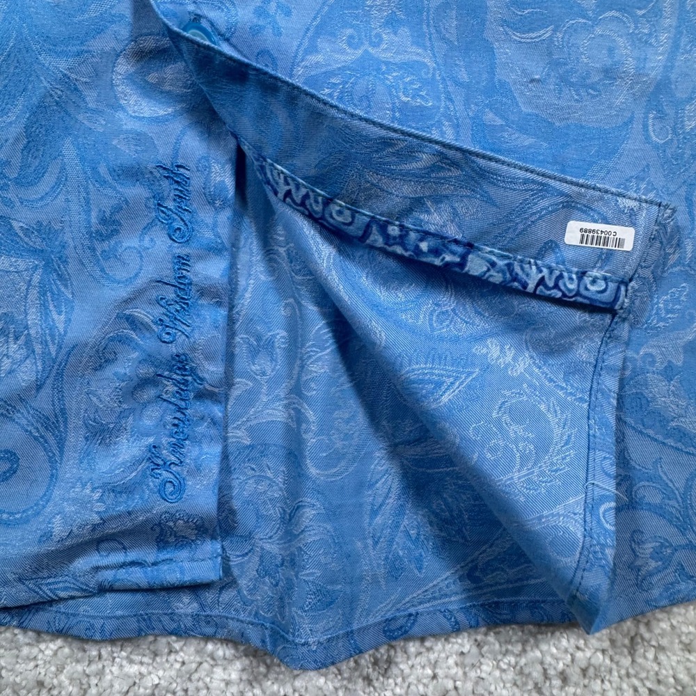 Robert Graham Button Down Mens XL Blue Paisley Jacquard Long Sleeve Shirt - Picture 8 of 8
